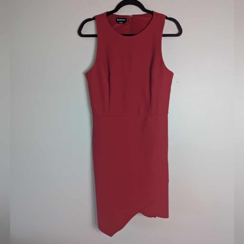 L Bebe Red Scuba Stretch Sheath Mini Dress